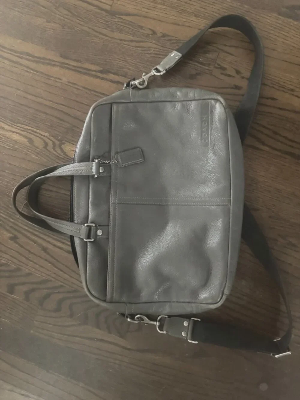 Coach Black Smooth Leather Messenger Laptop Bag | Unisex Crossbody